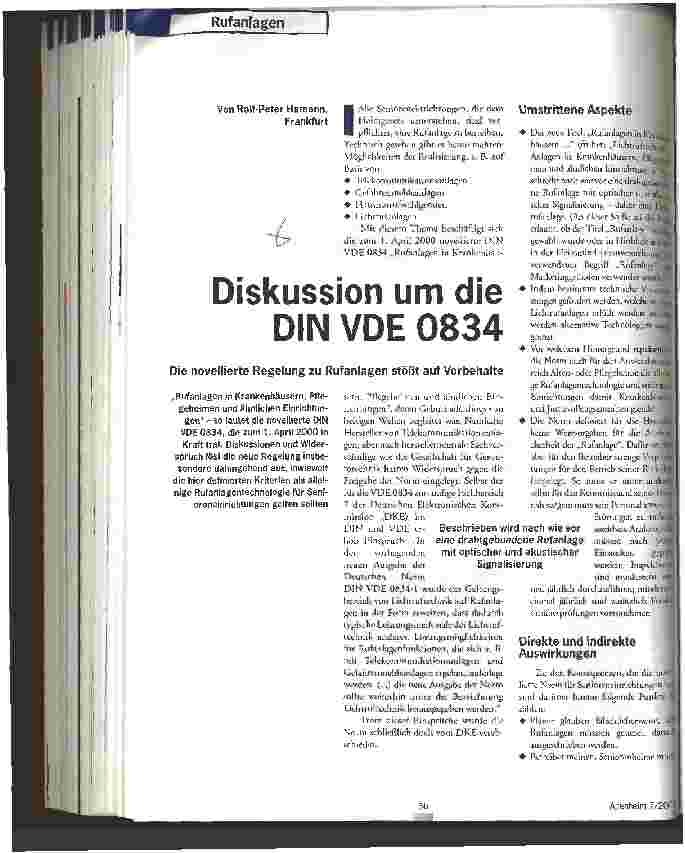 Vorschauseite 1: Diskussion um die DIN VDE 0834