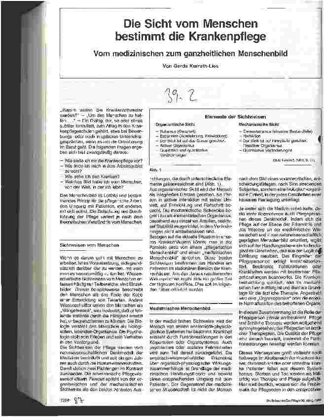 Vorschauseite 1: Die Sicht vom Menschen bestimmt die Krankenpflege Vom medizinischen zum ganzheitlichen Menschenbild