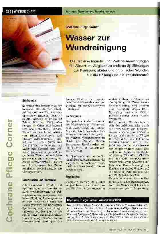 Vorschauseite 1: Cochrane Pflege CornerWasser zur Wundreinigung