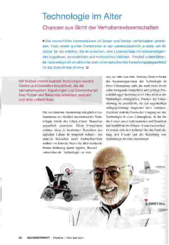 Vorschauseite 1: Technologie im Alter Chancen aus Sicht der Verhaltenswissenschaften