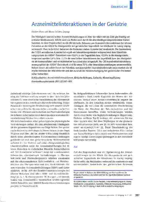 Vorschauseite 1: Arzneimittelinteraktionen in der Geriatrie