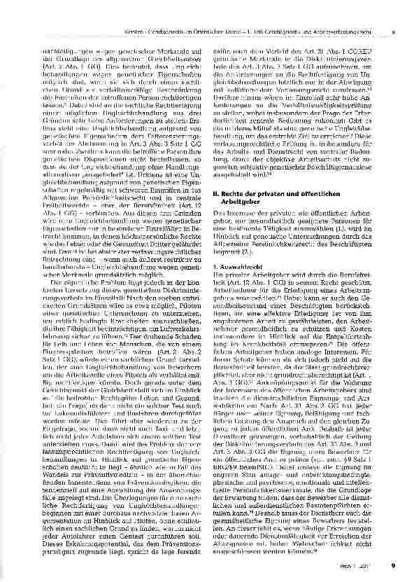 Vorschauseite 6: Gendiagnostik im Öffentlichen Dienst1. Teil: Gendiagnostik und Arbeitsverfassungsrecht