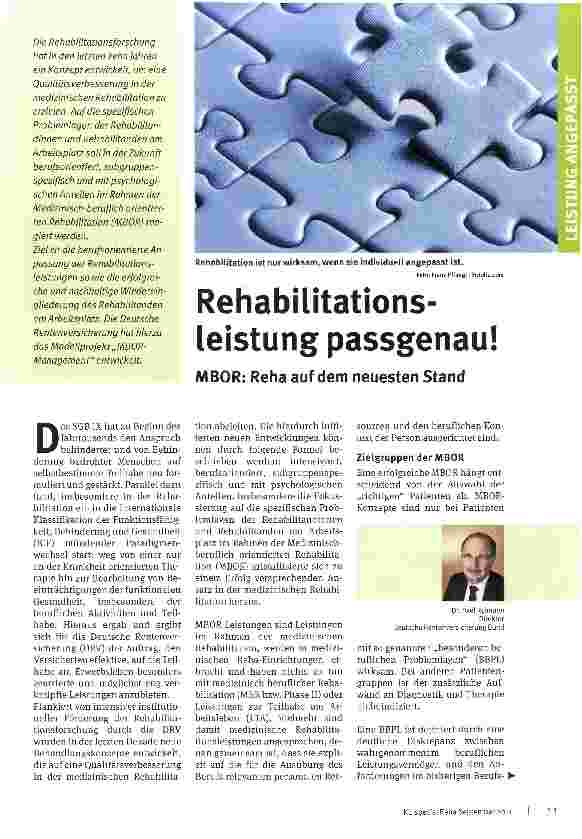 Vorschauseite 1: Rehabilitationsleistung passgenau!