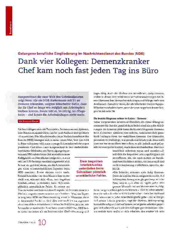 Vorschauseite 1: Dank vier Kollegen: Demenzkranker Chef kam noch fast jeden Tag ins Büro