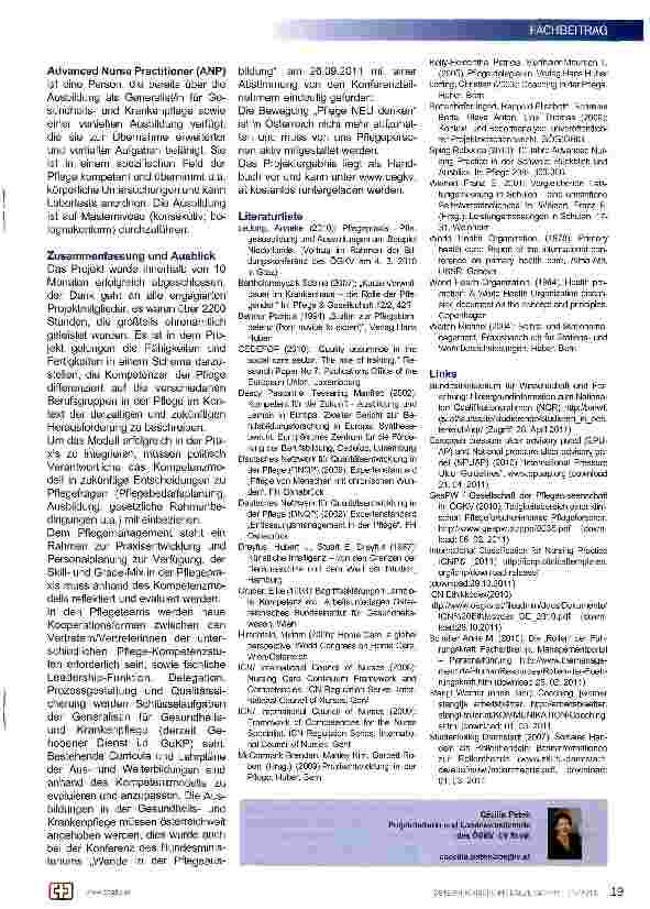Vorschauseite 5: Projektbericht Kompetenzmodell NEU für Pflegeberufe in Österreich, erarbeitet vom ÖGKV Landesverband Steiermark