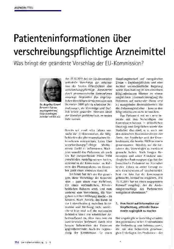 Vorschauseite 1: Patienteninformationen über verschreibungspflichtige Arzneimittel