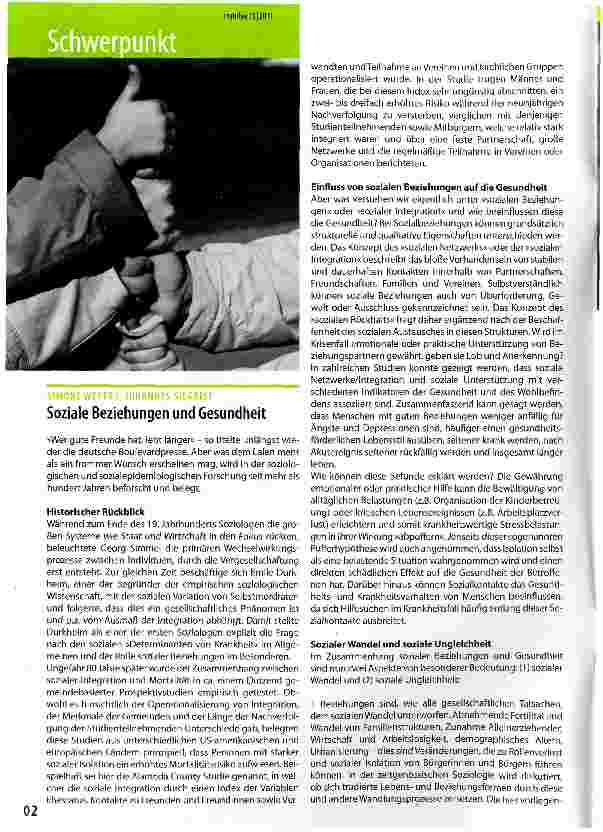 Vorschauseite 1: Soziale Beziehungen und Gesundheit