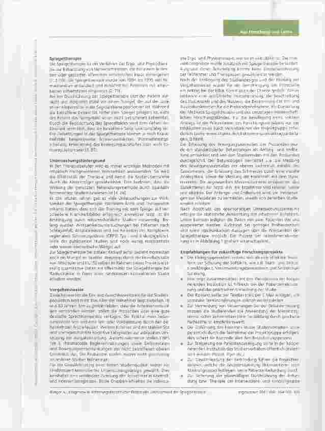 Vorschauseite 2: Erfahrungsbericht über die Planung und Durchführung einer randomisiert-kontrollierten Pilotstudie zur Thematik „Wirksamkeit der Spiegeltherapie bei distaler Radiusfraktur
