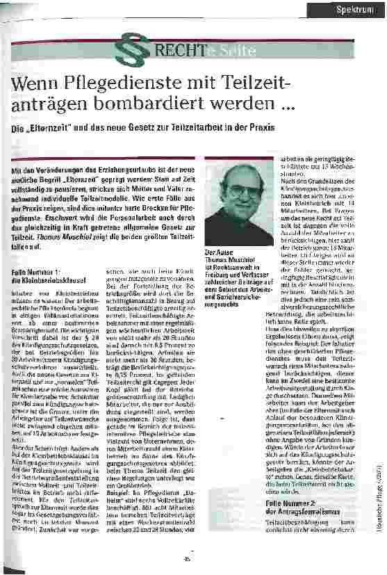 Vorschauseite 1: Wenn Pflegedienste mit Teilzeitanträgen bombardiert werden ...