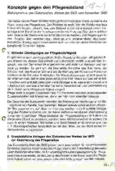 Vorschauseite 1: Konzepte gegen den Pflegenotstand Stellungnahme vom November 1990