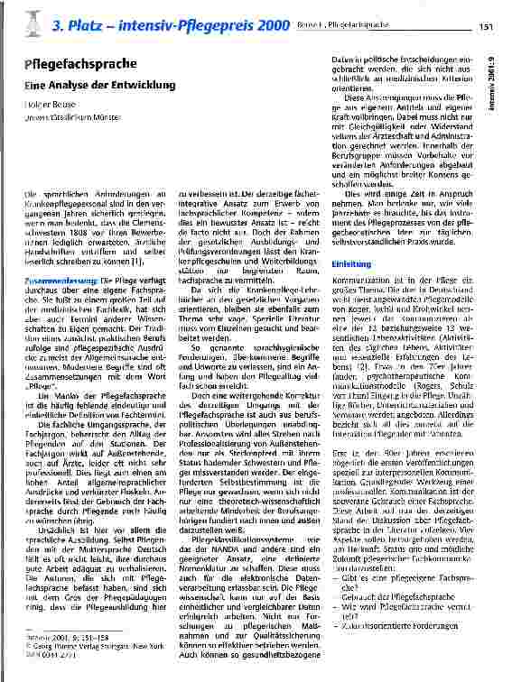 Vorschauseite 1: Pflegefachsprache Eine Analyse der Entwicklung