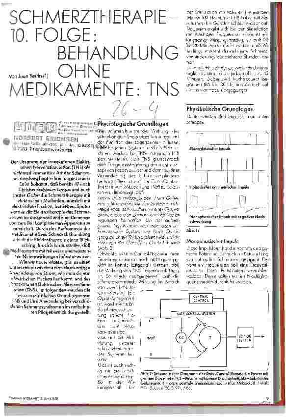 Vorschauseite 1: Schmerztherapie - 10.Folge: Behandlung ohne Medikamente:TNS