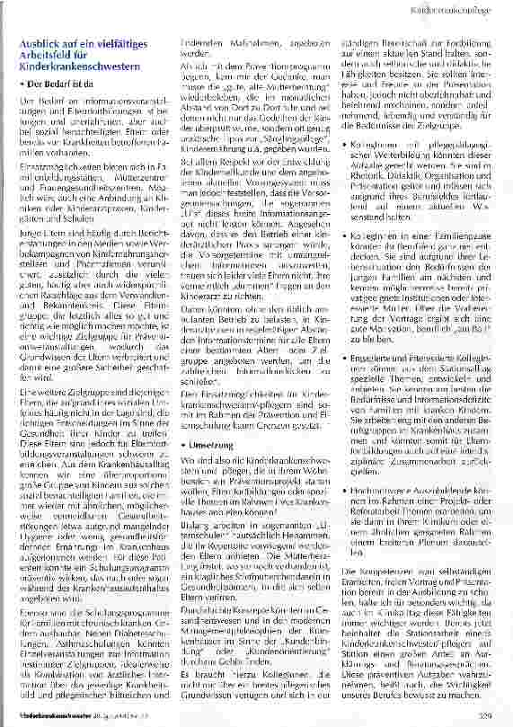 Vorschauseite 5: Kindergesundheit - Prävention durch Elternfortbildung - Ein Arbeitsfeld für Kinderkrankenschwestern