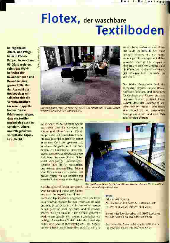 Vorschauseite 1: Flotex, der waschbare Textilboden Publi-Reportage