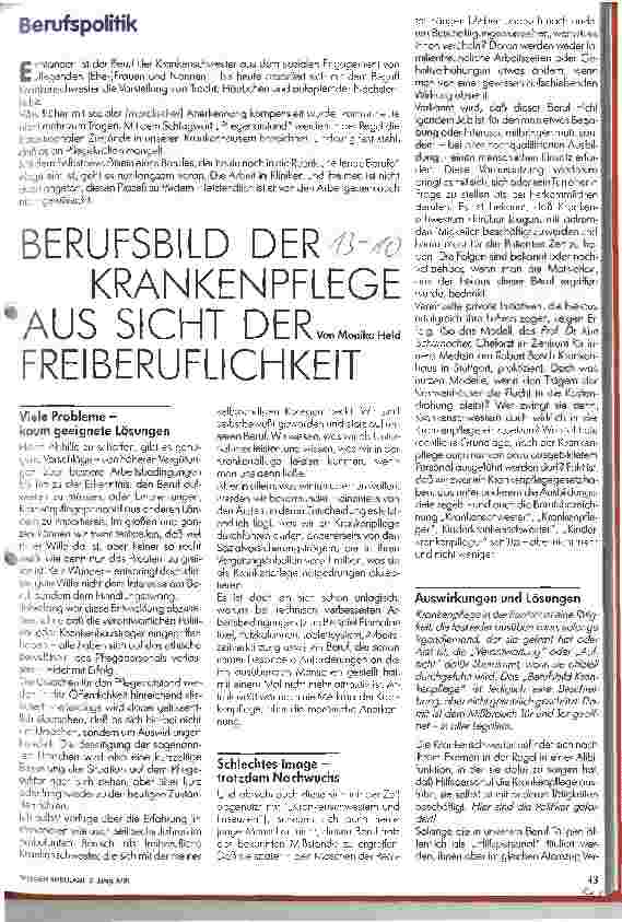 Vorschauseite 1: Berufsbild der Krankenpflege aus der Sicht der Freiberuflichkeit