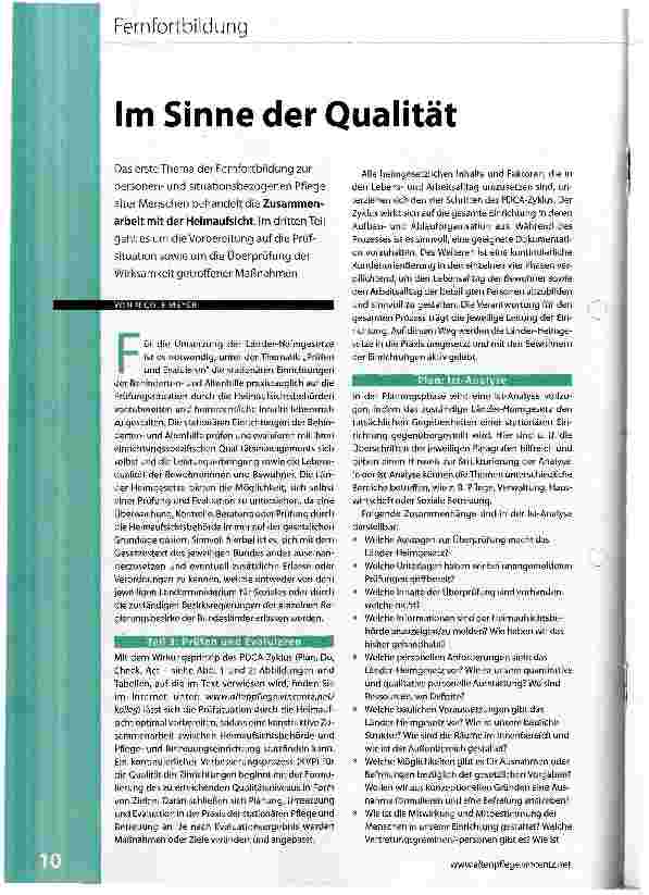 Vorschauseite 1: Im Sinne der Qualität