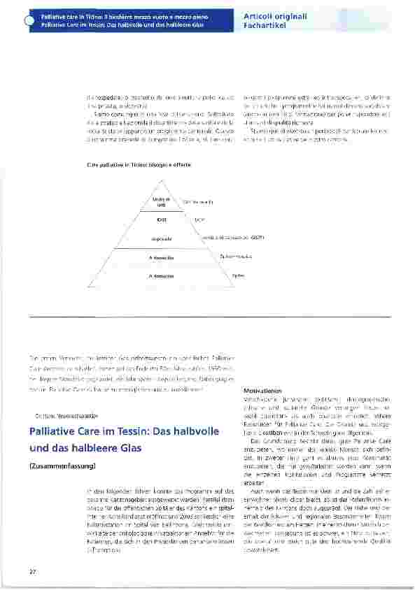 Vorschauseite 1: Palliative Care im Tessin: Das halbvolle und das halbleere Glas