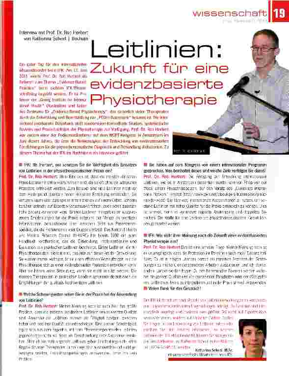 Vorschauseite 1: Leitlinien: Zukunft für eine evidenzbasierte Physiotherapie