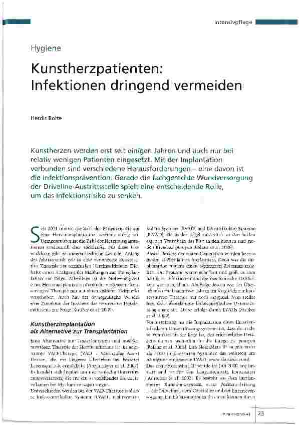 Vorschauseite 1: Kunstherzpatienten: Infektionen dringend vermeiden