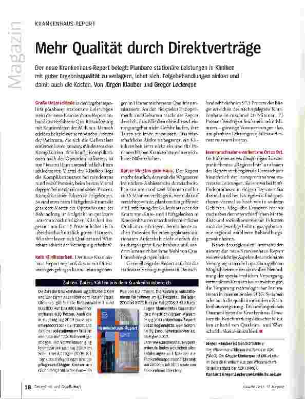 Vorschauseite 1: Mehr Qualität durch Direktverträge