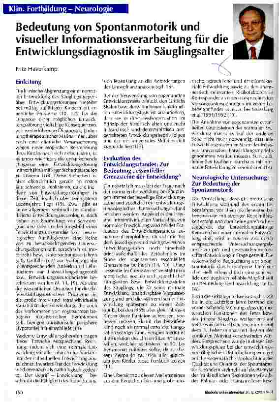 Vorschauseite 1: Bedeutung von Spontanmotorik und visueller Informationsverarbeitung für die Entwicklungsdiagnostik im Säuglingsalter