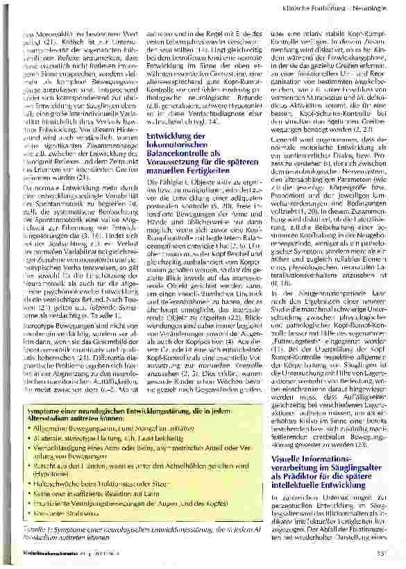 Vorschauseite 2: Bedeutung von Spontanmotorik und visueller Informationsverarbeitung für die Entwicklungsdiagnostik im Säuglingsalter