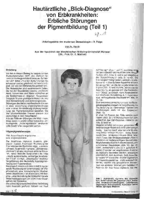 Vorschauseite 1: Hautärztliche Blick-Diagnose von Erbkrankheiten: Erbliche Störung der Pigmentbildung ( Teil 1 )