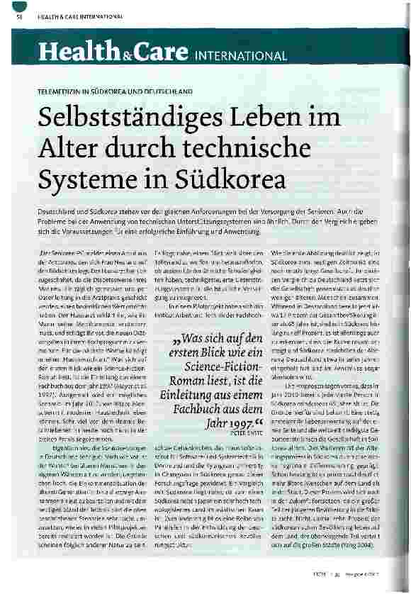 Vorschauseite 1: Selbstständiges Leben im Alter durch technische Systeme in Südkorea