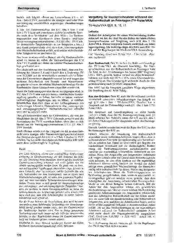 Vorschauseite 2: Erhöhte Wechselschichtzulage nach TV-VTarifvertrag Versorgungsbetriebe (TV-V) § 1 Abs. 2, §10 Abs. 7, 9
