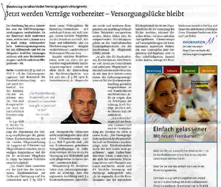 Vorschauseite 1: Jetzt werden Verträge vorbereitet - Versorgungslücke bleibt