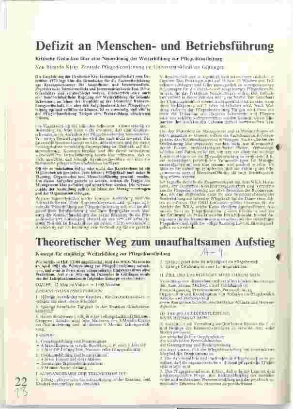 Vorschauseite 1: Theoretischer Weg zum unaufhaltsamen Aufstieg Konzept für einjährige Weiterbildung zur Pflegedienstleitung