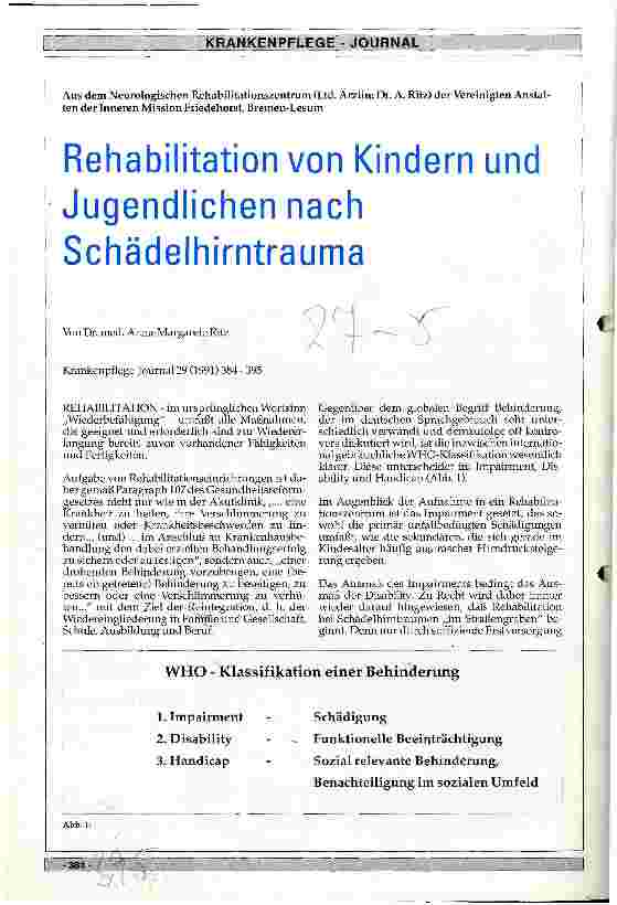 Vorschauseite 1: Rehabilitation von Kindern und Jugendlichen nach Schädelhirntrauma