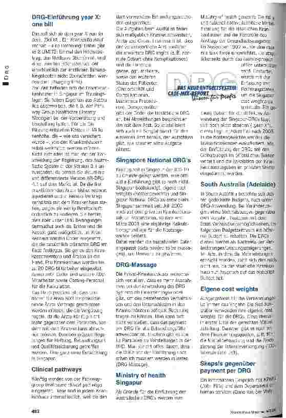 Vorschauseite 2: Mit Fairness und Augenmaß DRG-Budgetfindung in Australien