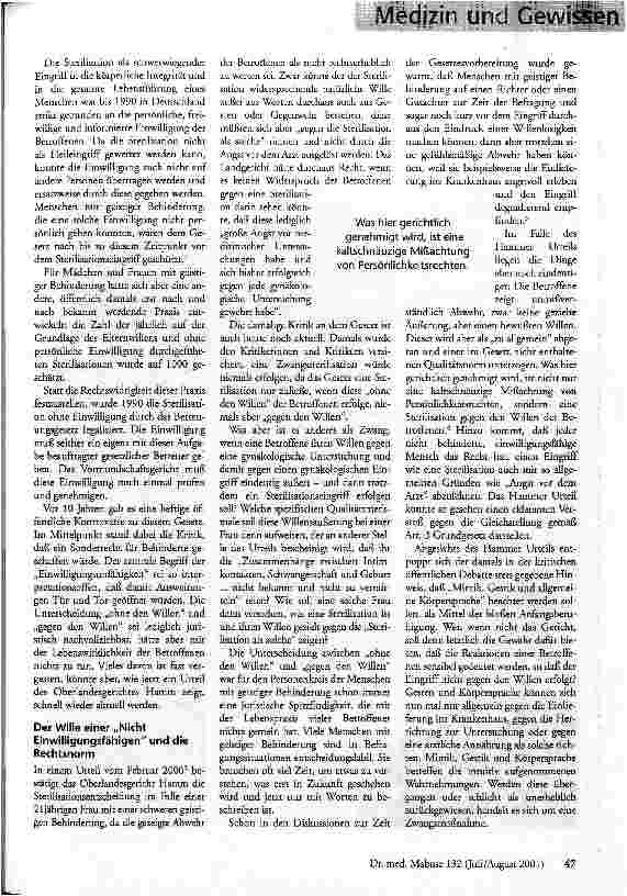 Vorschauseite 2: Welcher Wille zählt? Sterilisation durch Betreuerentscheidung