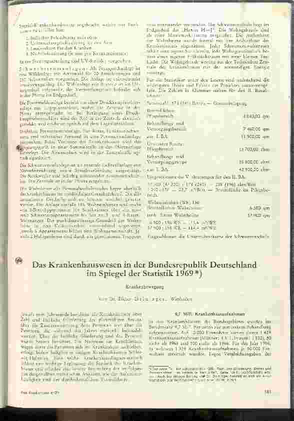 Vorschauseite 1: Das Krankenhauswesen in der BRD im Spiegel der Statistik 1969