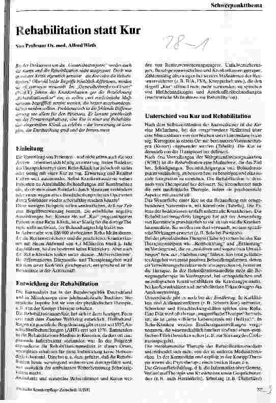 Vorschauseite 1: Rehabilitation statt Kur