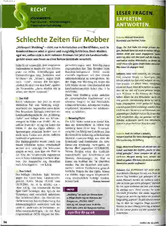 Vorschauseite 1: Schlechte Zeiten für Mobber