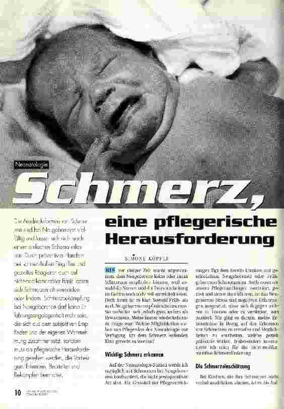 Vorschauseite 1: Schmerz, eine pflegerische Herausforderung