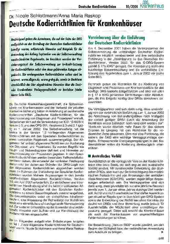 Vorschauseite 1: Deutsche Kodierrichtlinien für Krankenhäuser