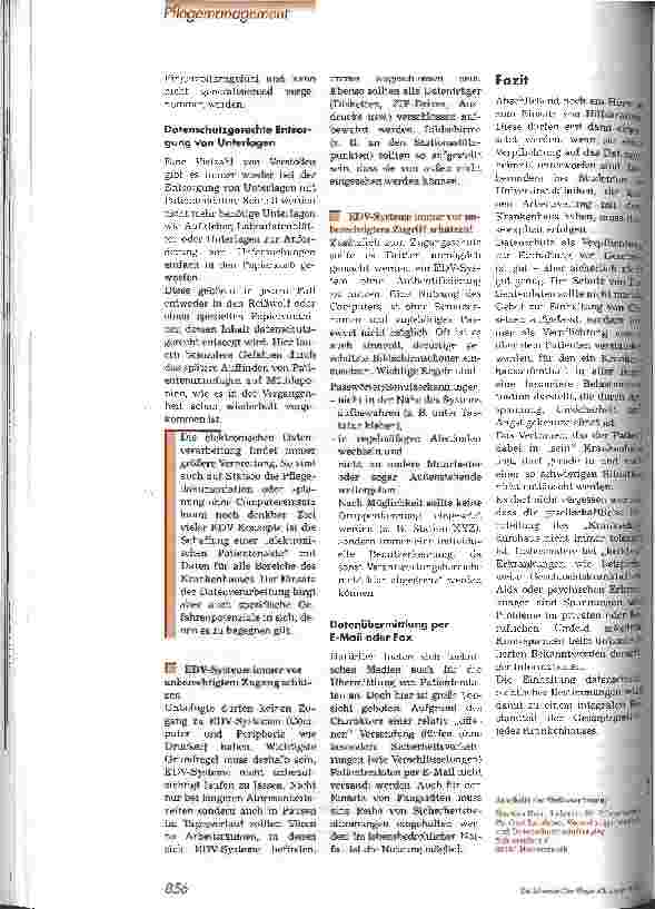 Vorschauseite 4: Datenschutz im Krankenhaus immer wichtiger EDV-Einsatz