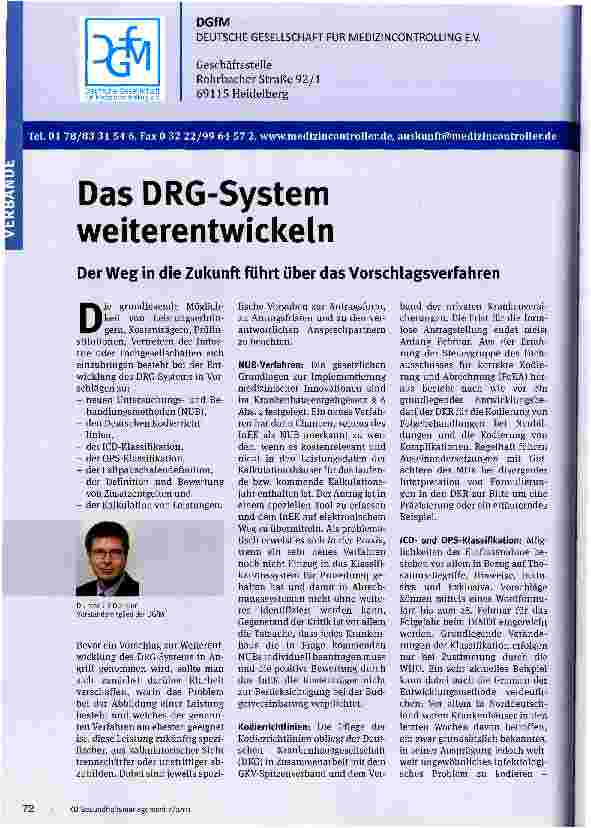 Vorschauseite 1: Das DRG -System weiterentwickeln