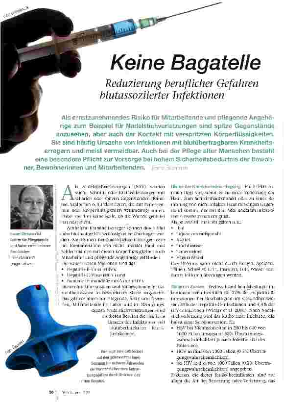 Vorschauseite 1: Keine BagatelleReduzierung beruflicher Gefahren blutassoziierter Infektionen