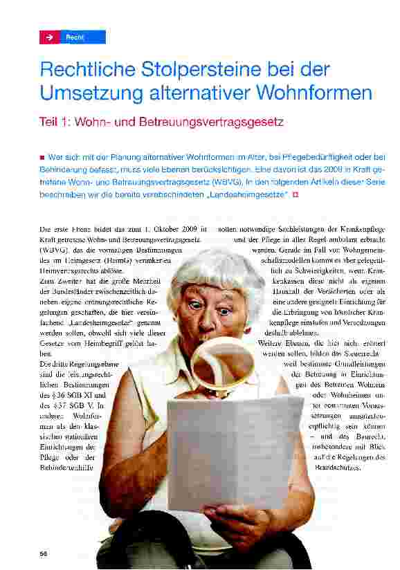 Vorschauseite 1: Rechtliche Stolpersteine bei der Umsetzung alternativer WohnformenTeil 1: Wohnund Betreuungsvertragsgesetz