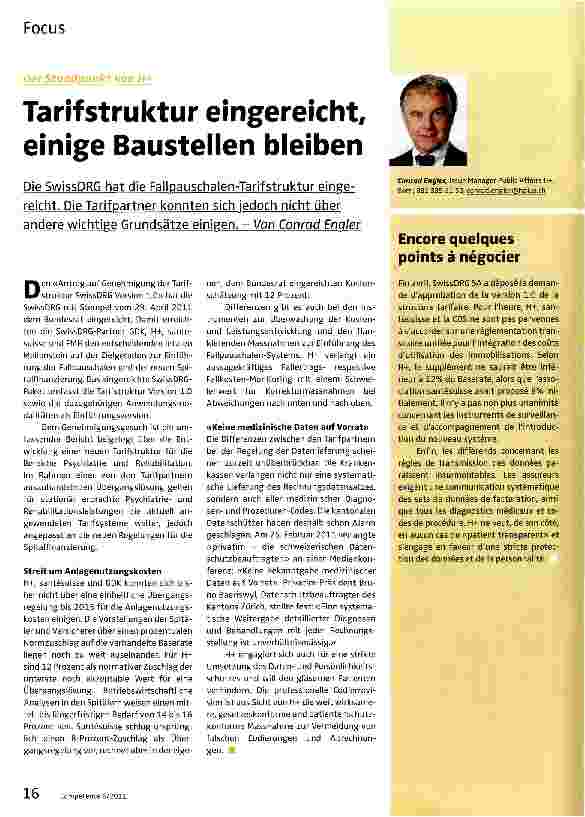 Vorschauseite 1: Tarif Struktur eingereicht, einige Baustellen bleiben