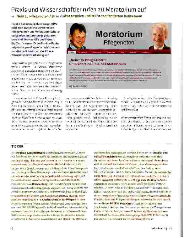 Vorschauseite 1: Praxis und Wissenschaftler rufen zu Moratorium auf