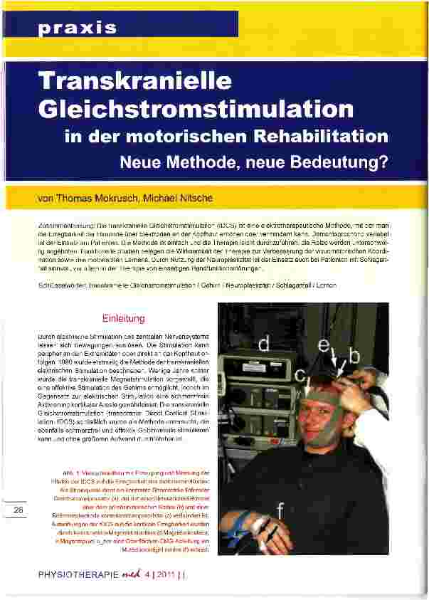 Vorschauseite 1: Transkranielle Gleichstromstimulation in der motorischen Rehabilitation Neue Methode, neue Bedeutung?