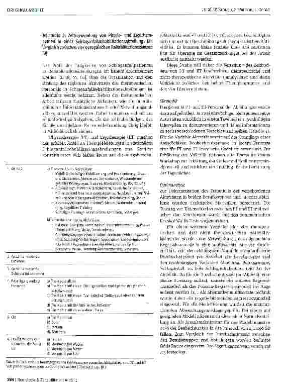 Vorschauseite 6: Gemeinschaftliche Evaluation der Schlaganfallrehabilitation innerhalb von Europa - organisatorische Aspekte