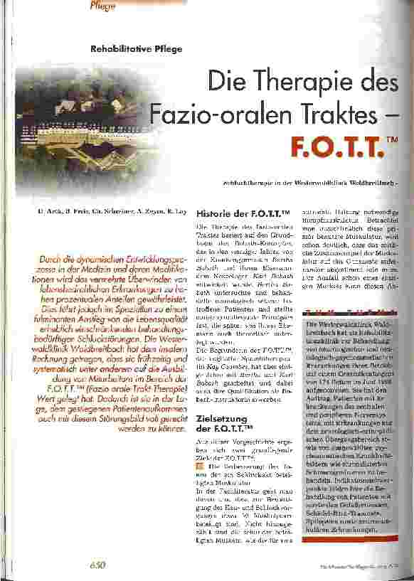 Vorschauseite 1: Die Therapie des Fazio-oralen Traktes - F. O. T. T.