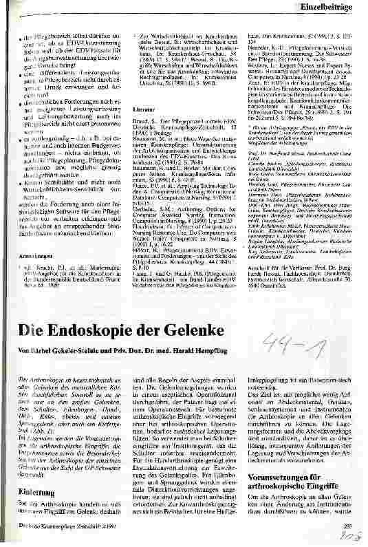 Vorschauseite 1: Die Endoskopie der Gelenke