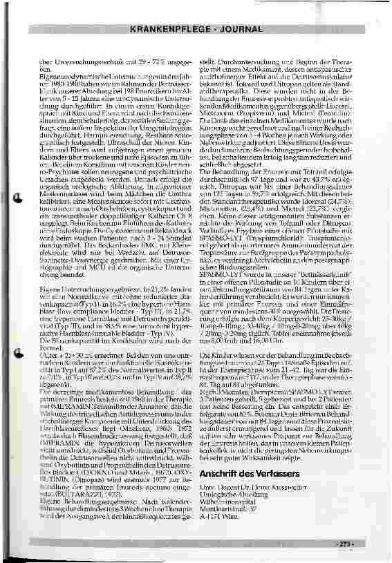 Vorschauseite 3: Konservative Therapie bei hyperaktivem Detrusor der Frau und besondere Aspekte beim Kind